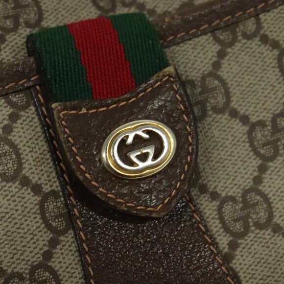 GUCCI GG Supreme Web Sherry Line Shoulder Bag PVC Beige 89 02 032 Auth 121449 - Picture 10 of 16